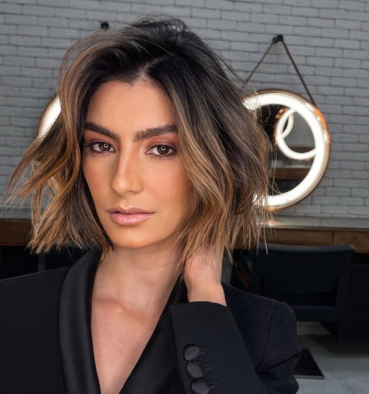 Textured Bob With Subtle Blonde Balayage — Blonde to Brunette Hair