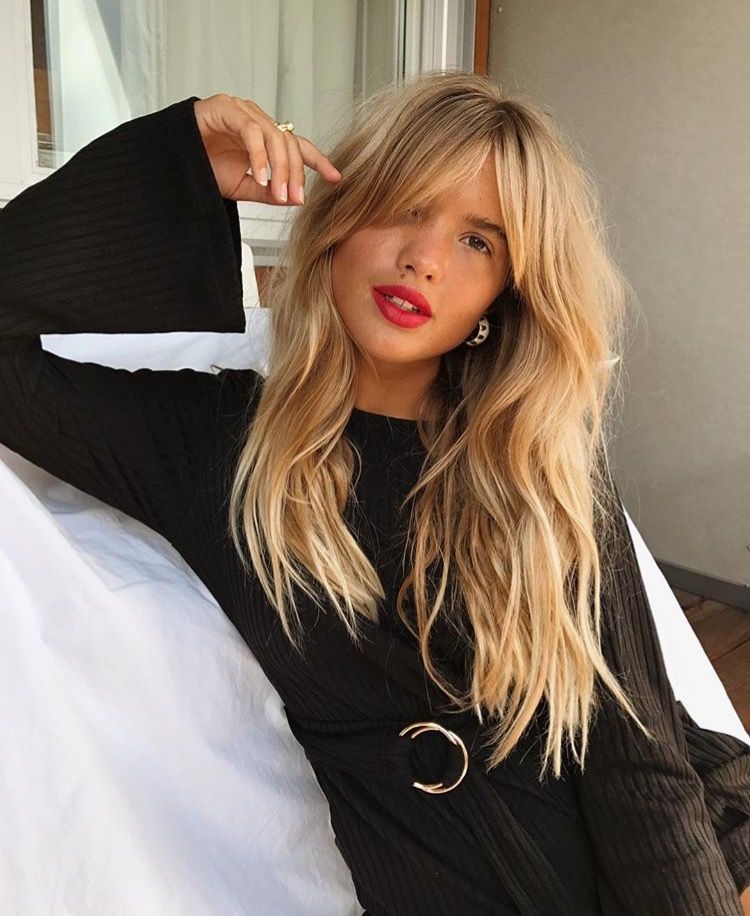 Mid-Back Waves with Blonde Dimension Mid-Back Waves with Blonde Dimension — Winter Haircuts with Curtain Bangs