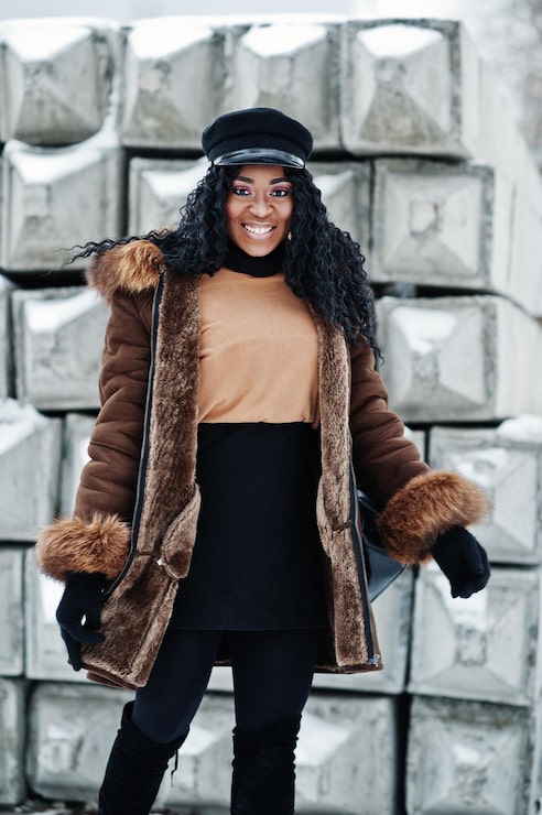 Faux Fur Lined Coat and Knee-High Boots for Cozy Style — Winter Outfits for Black Girls