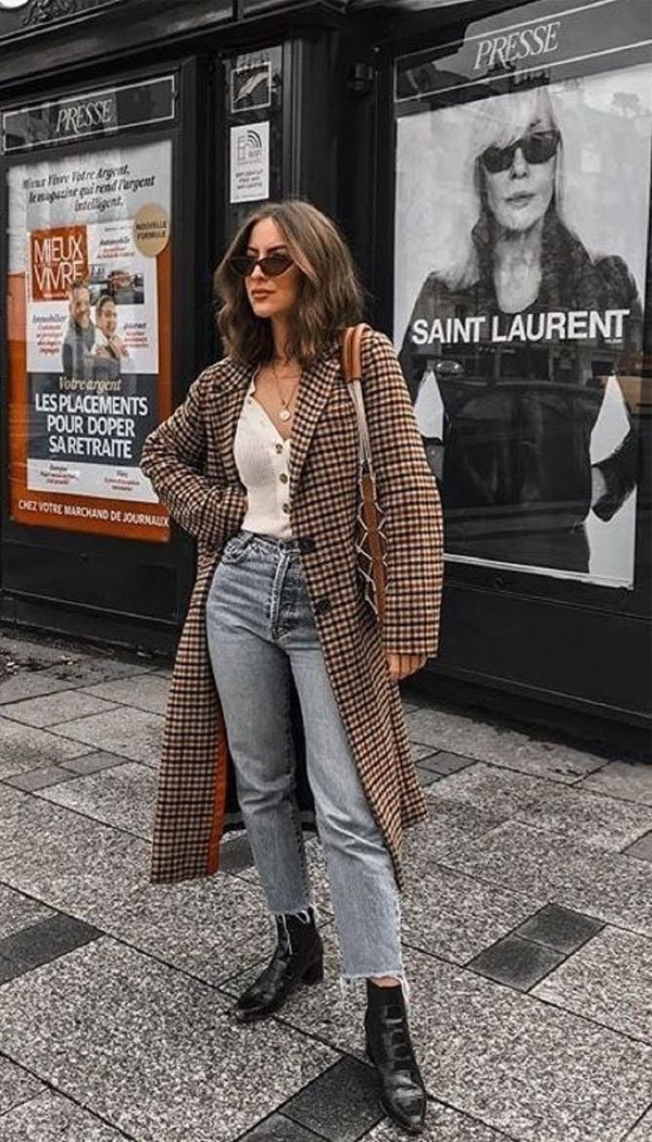 Plaid Coat and Ribbed Knit Top for a Polished Casual Look — Nashville Winter Outfits
