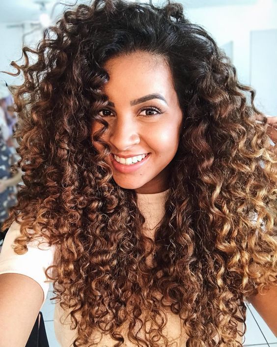 Mid-Back Dark Brown With Defined Caramel Curls Mid-Back Dark Brown With Defined Caramel Curls — Cinnamon Brown Hair