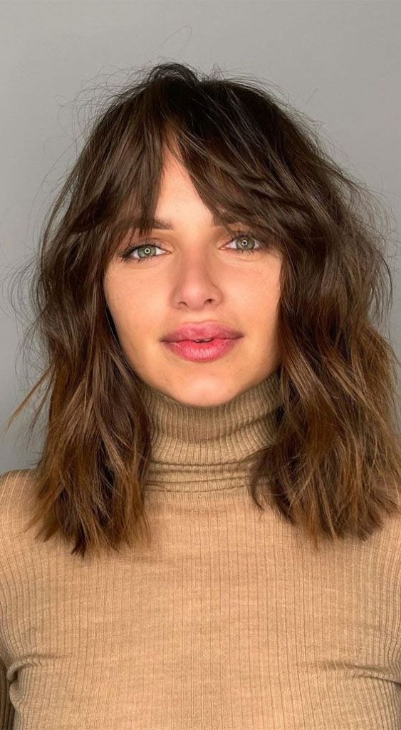 Medium Brown Shag With Choppy Bangs — Medium Length Winter Haircuts