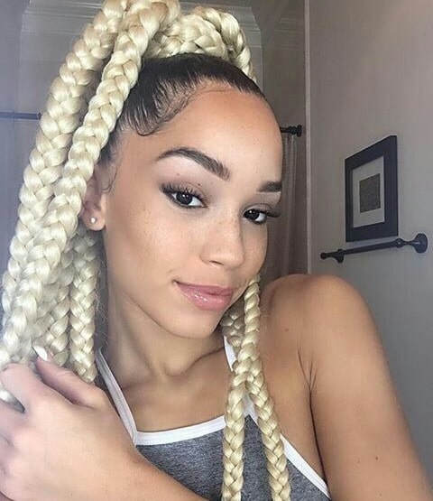 Platinum Blonde Braids Ponytail — Winter Braids for Black Women