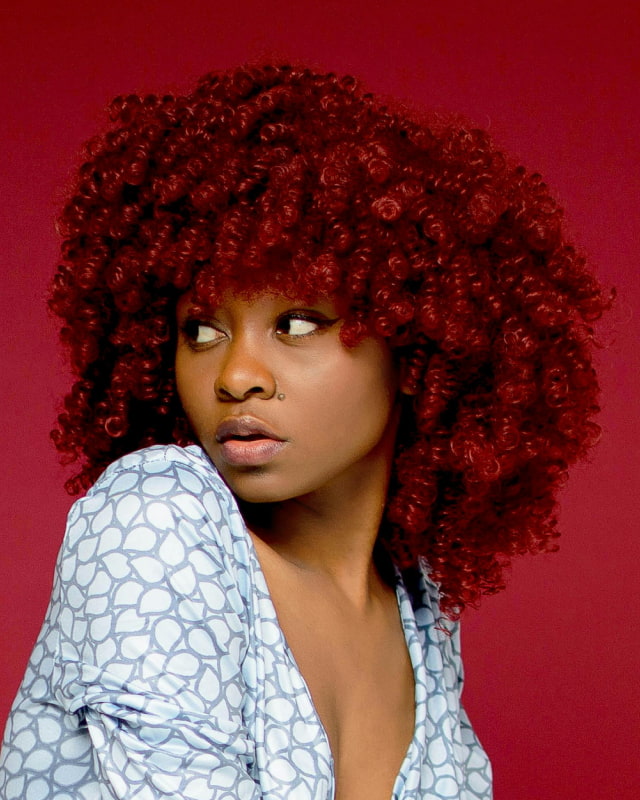 Bold Deep Red Afro Bold Deep Red Afro — Winter Hair Colors for Curly Hair