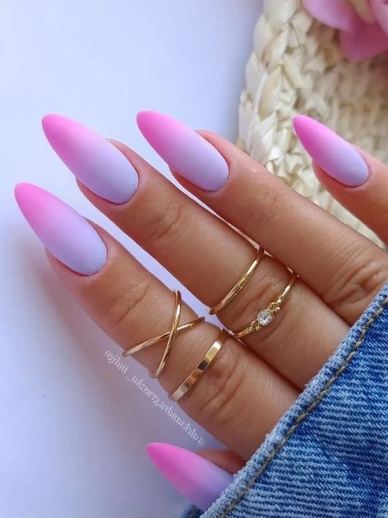 Matte Pink to Lavender Ombre Gradient — Winter Ombre Nails