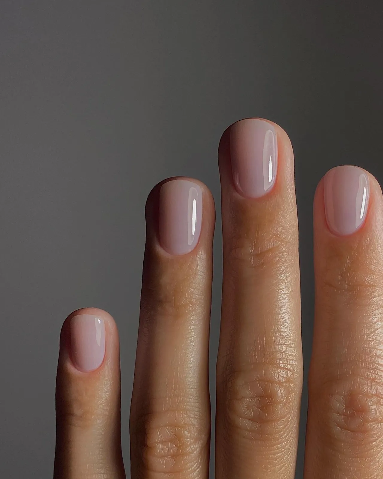 Glossy Sheer Pale Pink Short Oval Nails Glossy Sheer Pale Pink Short Oval Nails — Winter Nail Colors for Women Over 40