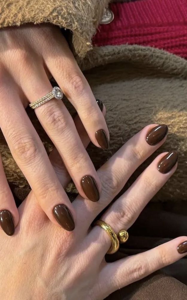 Espresso Brown High Gloss Short Nails Espresso Brown High Gloss Short Nails — Short Winter Nails