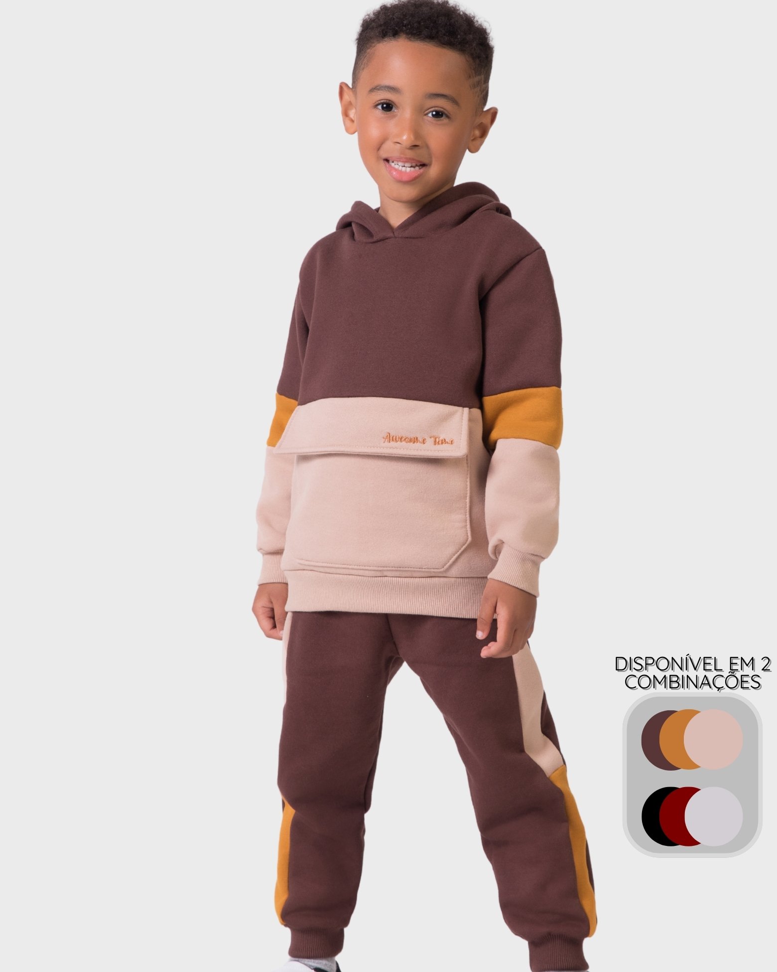 Color-Blocked Hoodie and Sweatpants for a Sporty Vibe — Winter Outfits for Kids