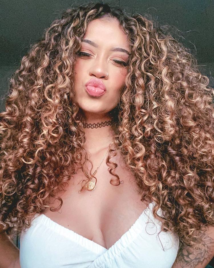 Mid-Back Dark Brown To Honey Blonde Curls — Blonde to Brunette Hair