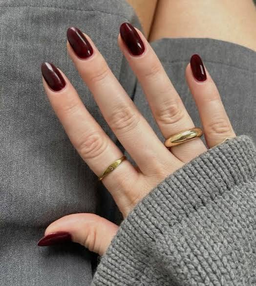Glossy Deep Burgundy Stiletto Nails — Black Cherry Nails