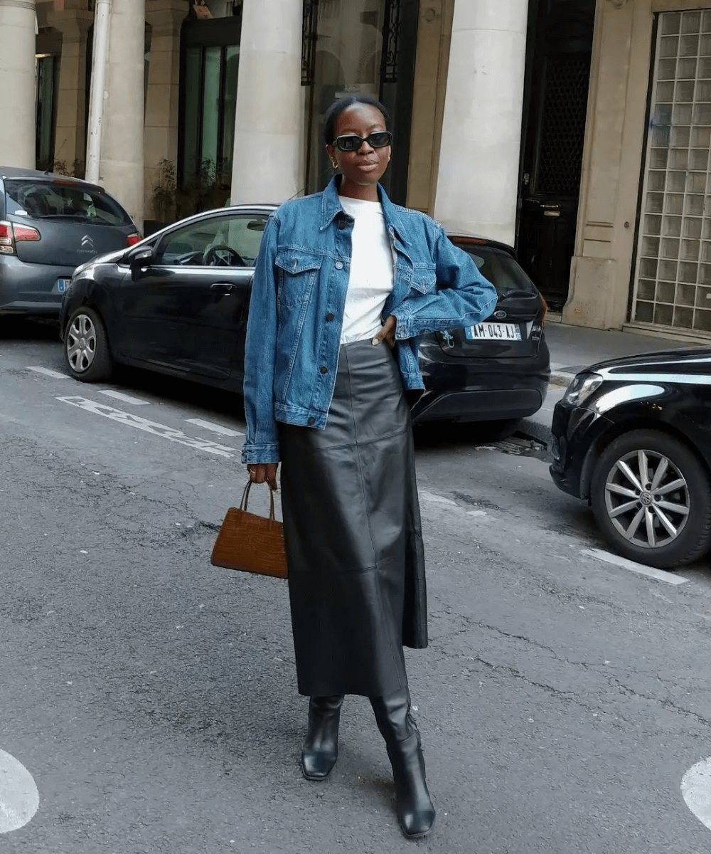 Pleated Midi Skirt with Graphic Sweater and Heels — Winter Skirt Outfits