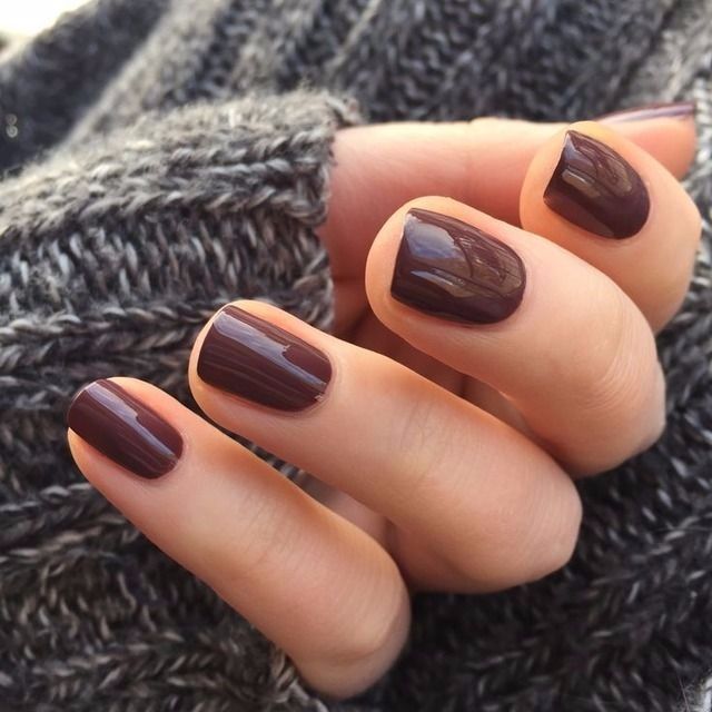 None Deep Brown Glossy Short Oval Nails None Deep Brown Glossy Short Oval Nails — Winter Nails