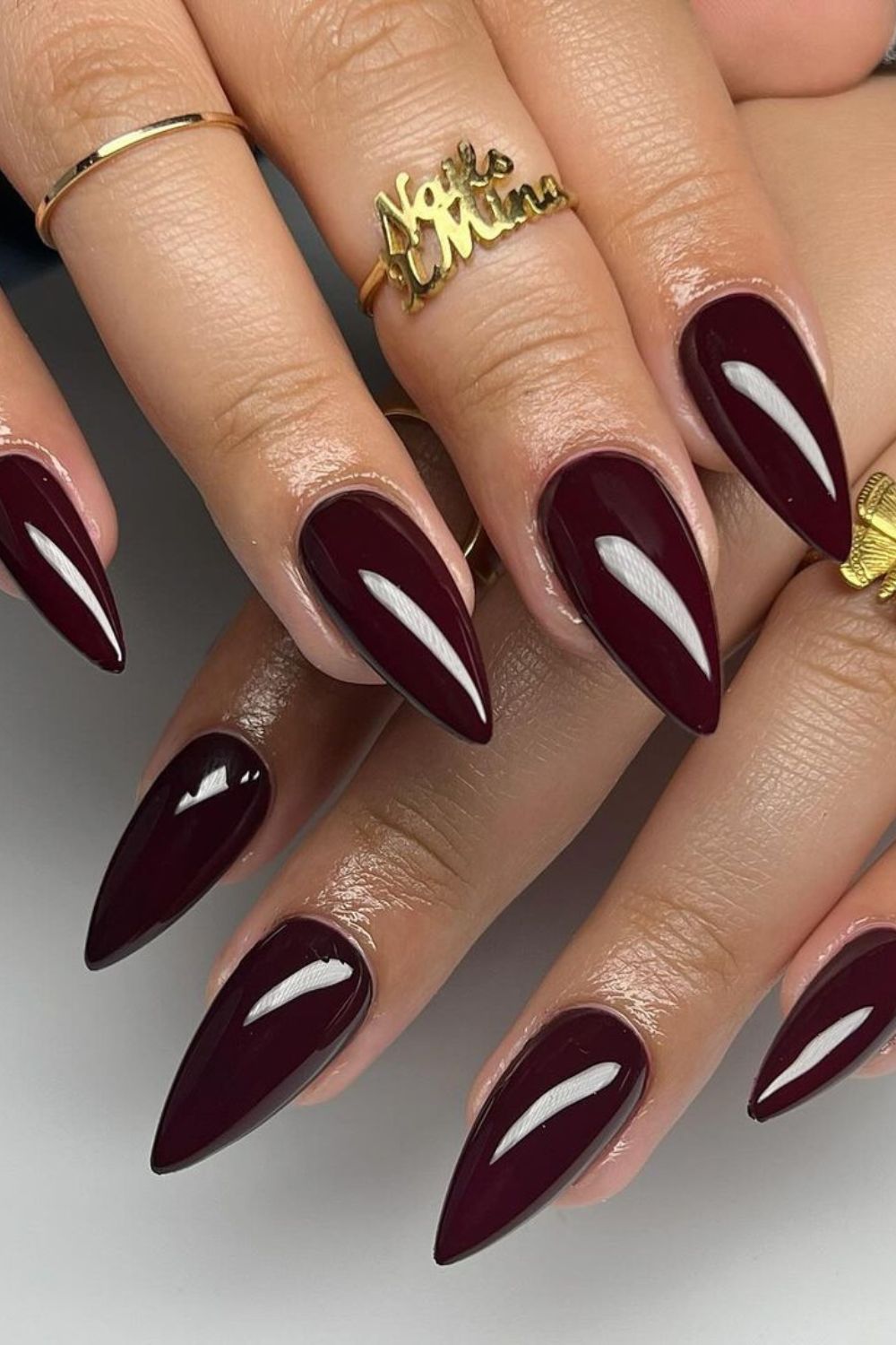 Deep Wine Red Long Stiletto Nails Deep Wine Red Long Stiletto Nails — Winter Nail Colors for Women Over 70