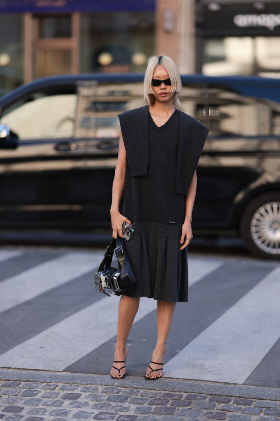 Black Strappy Sandals Outfit Idea Black Strappy Sandals Outfit Idea — Sweater Dress Outfits