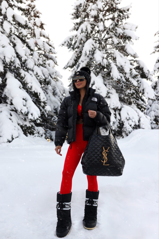 Nylon Lycra Shearling Trim Outfit Idea Nylon Lycra Shearling Trim Outfit Idea — Moon Boots Outfits