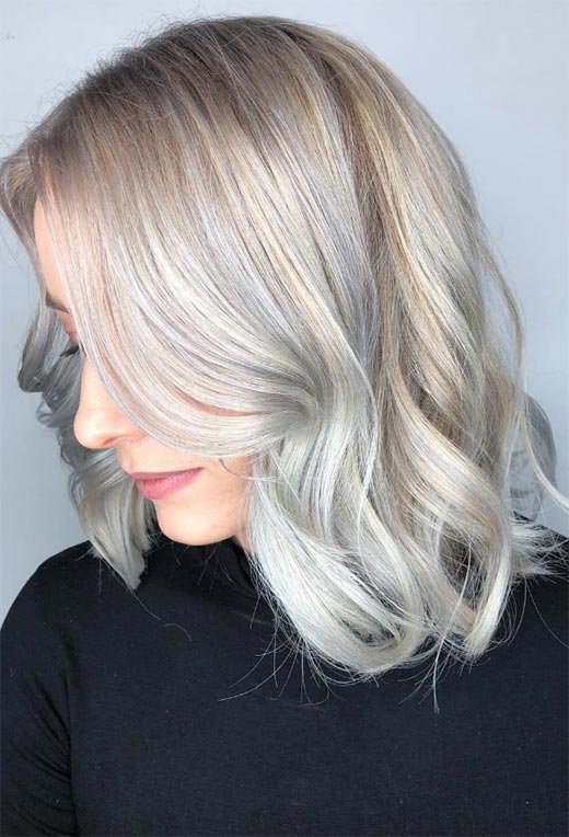 Silver Toned Ash Blonde Waves Silver Toned Ash Blonde Waves — Winter Hair Colors for Blondes