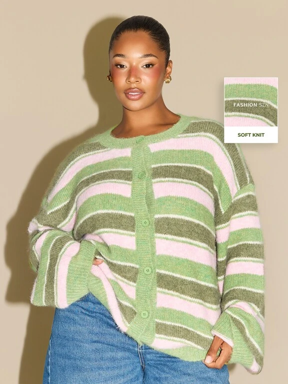 Cozy Striped Knit Cardigan for a Relaxed Winter Vibe Cozy Striped Knit Cardigan for a Relaxed Winter Vibe — Winter Outfits for Curvy Women