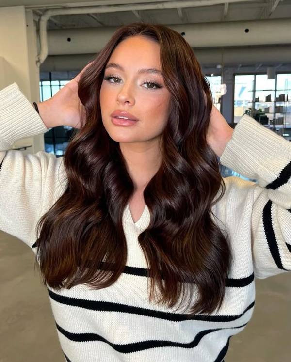 Mid-Back Blowout Dark Chocolate With Warm Undertones — Dark Chocolate Brown Hair
