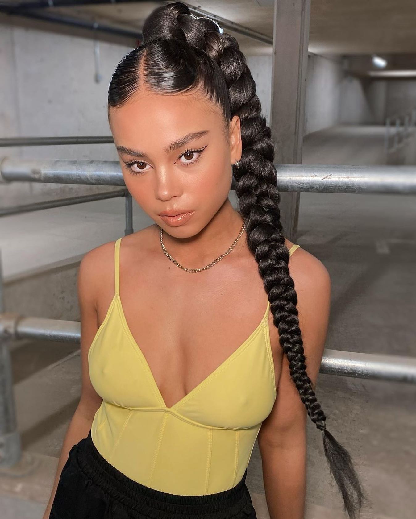 High Ponytail With Voluminous Braid — Winter Protective Hairstyles