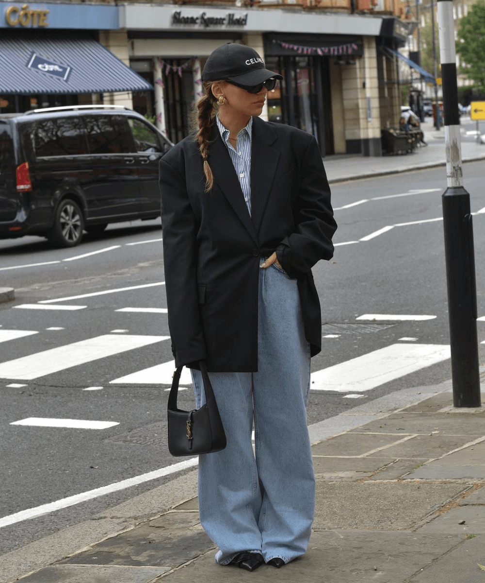 Oversized Blazer and Wide-Leg Jeans Combination — Early Winter Outfits