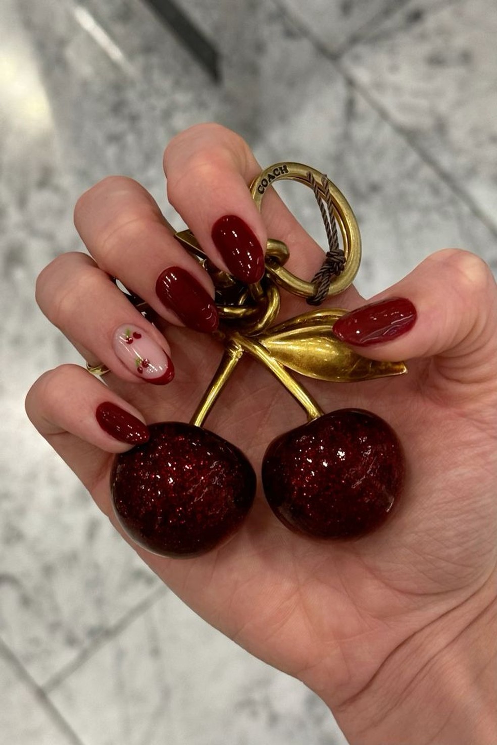 Playful Cherry Motif French Tips Playful Cherry Motif French Tips — Cherry Red Nails