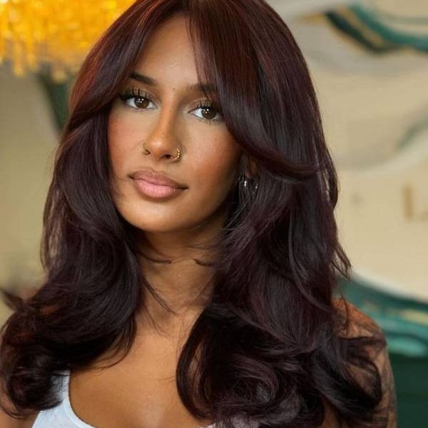Deep Burgundy With Soft Waves Deep Burgundy With Soft Waves — Winter Hair Colors for Women Over 40
