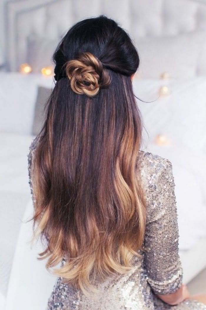 Dark Brown Base With Blonde Balayage Visual Idea — Winter Formal Hairstyles