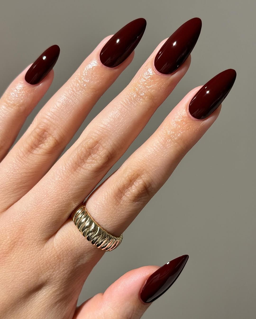 Long Stiletto Deep Dark Burgundy High Gloss Nails — Everyday Winter Nails