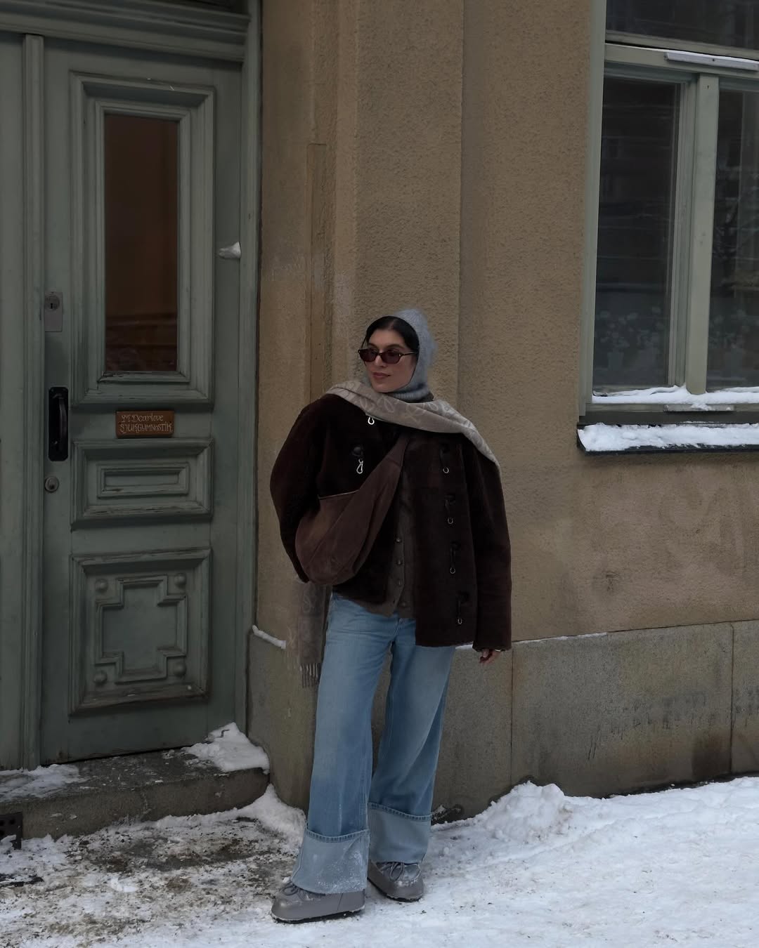 Faux Fur Jacket and Moon Boots for a Retro Snow Day — Snow Day Outfits