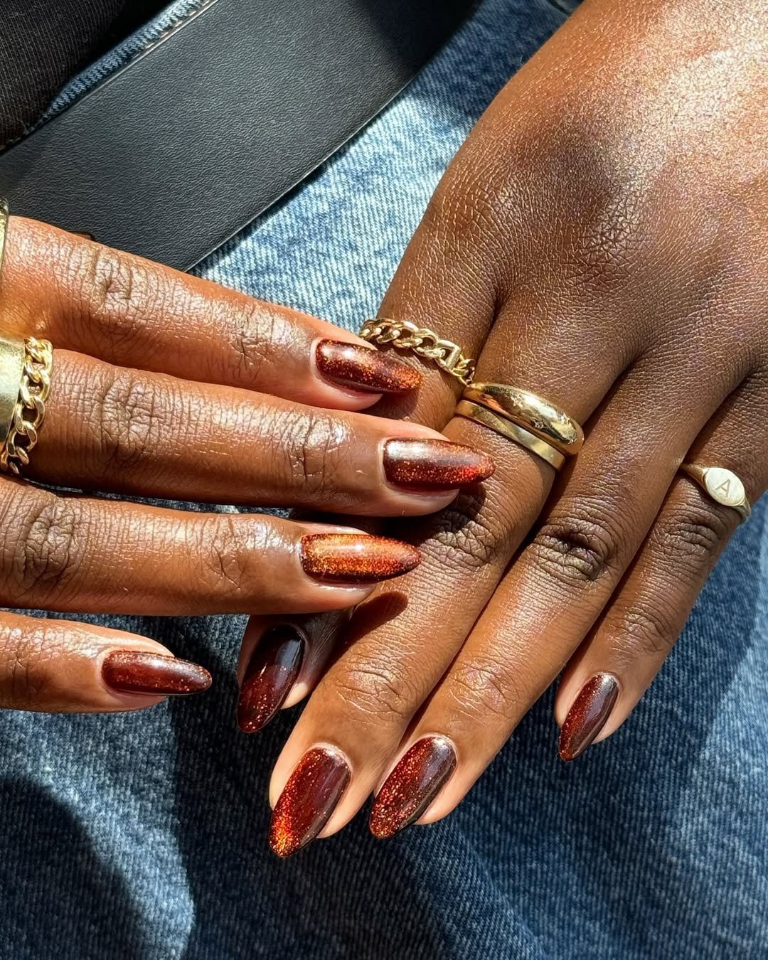 Red Orange Gradient Glitter Cat Eye Red Orange Gradient Glitter Cat Eye — Winter Cat Eye Nails