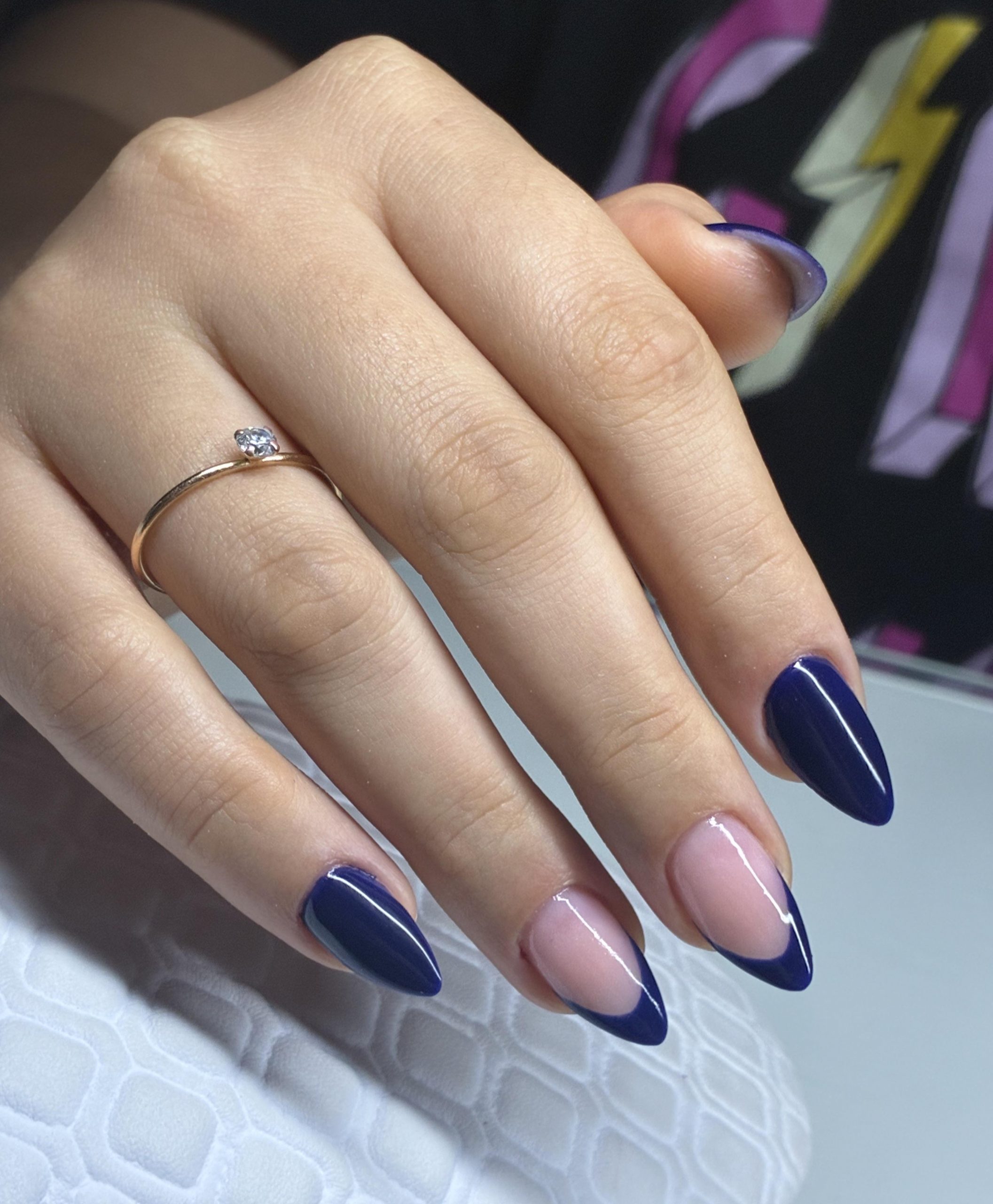 Navy Blue French Tip Stiletto — Navy Blue Nails