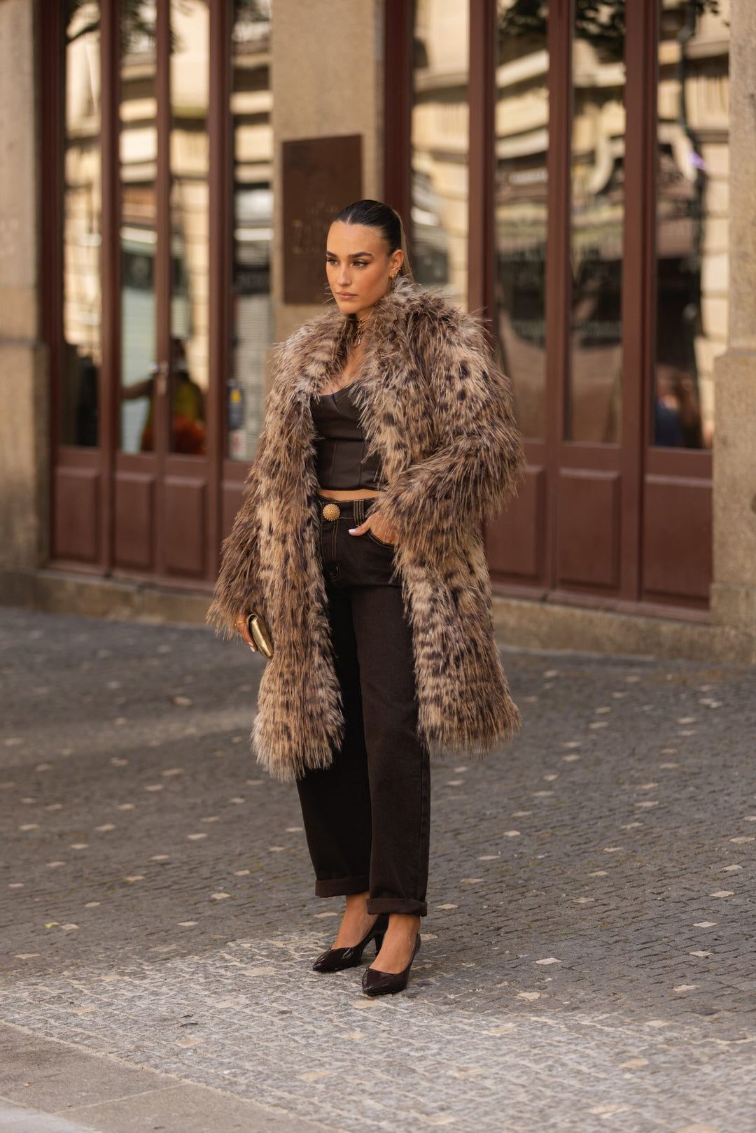 Smart Casual Outfit Idea — Faux Fur Coat Outfits