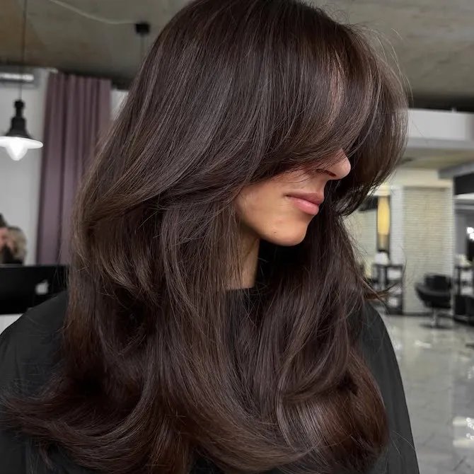 Shoulder Length Espresso With Side Part — Espresso Brown Hair