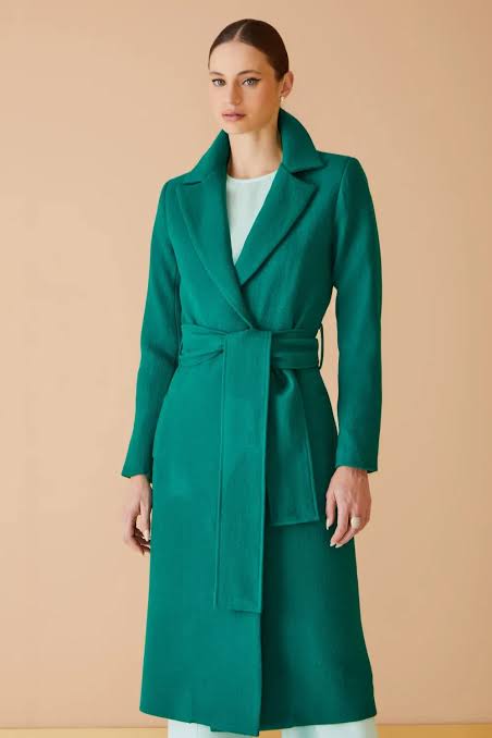 Striking Teal Wool Coat with Belt Striking Teal Wool Coat with Belt — Wool Coat Outfits