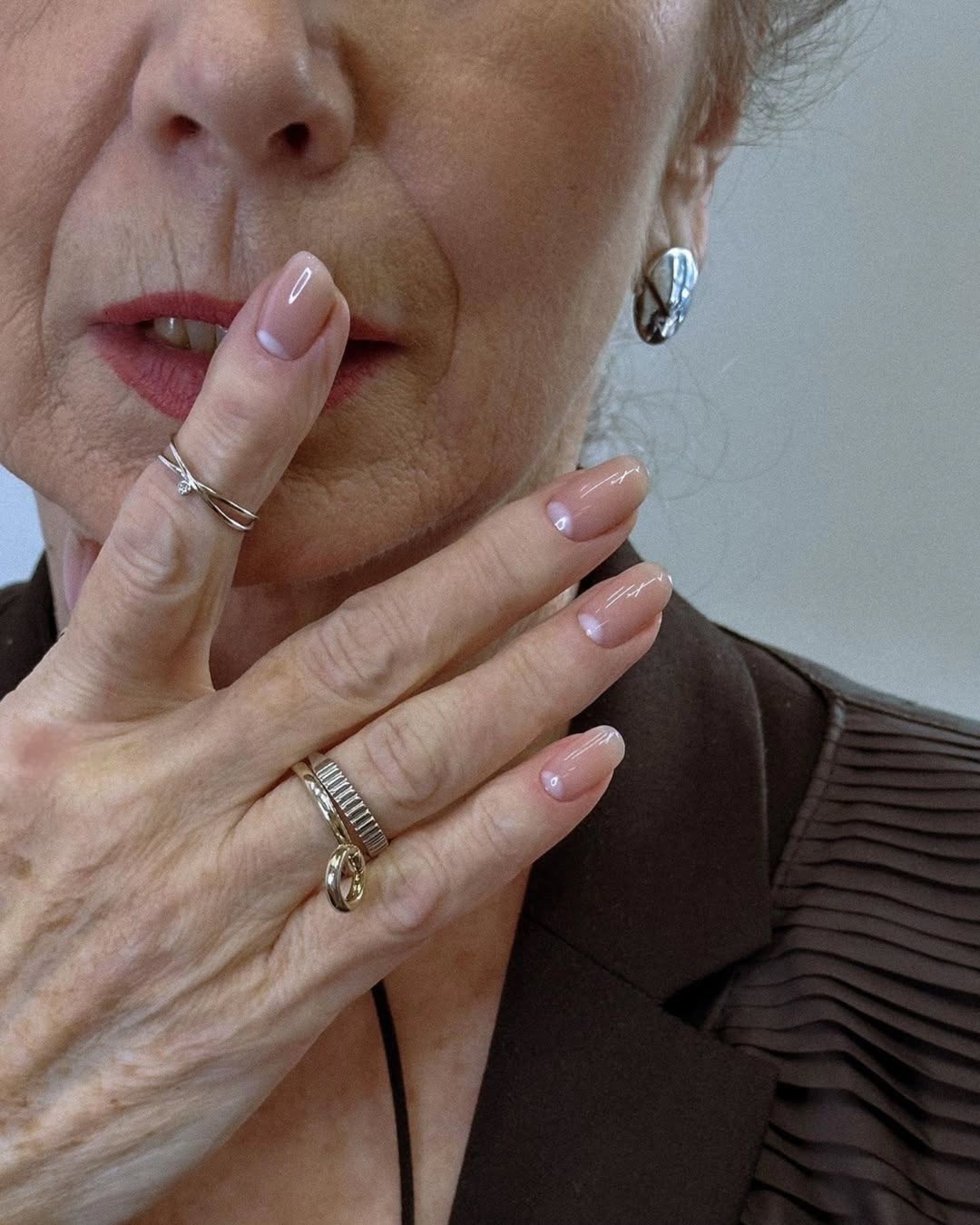 Sheer Pale Pink with Minimalist Moon Detail Sheer Pale Pink with Minimalist Moon Detail — Winter Nail Colors for Women Over 50