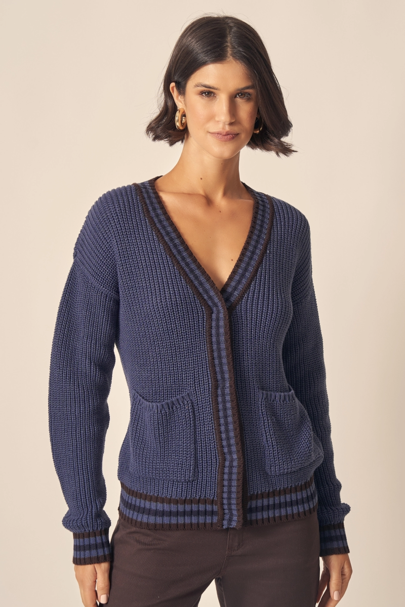 Classic Knit with Contrast Trim — Cardigan Outfits