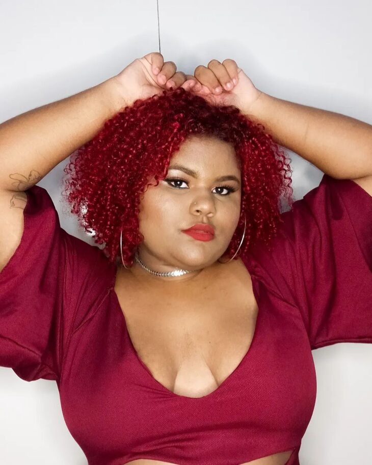 Shoulder Visual Idea — Burgundy Hair Color