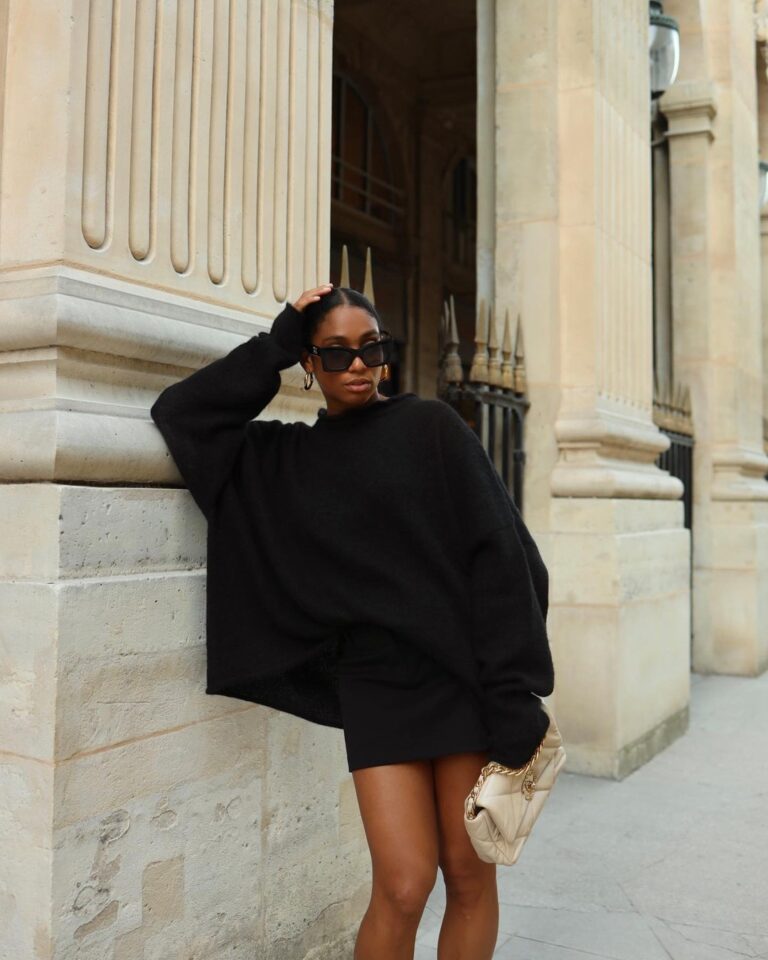 Minimalist Black Sweater and Mini Skirt Ensemble Minimalist Black Sweater and Mini Skirt Ensemble — Sweater Outfits