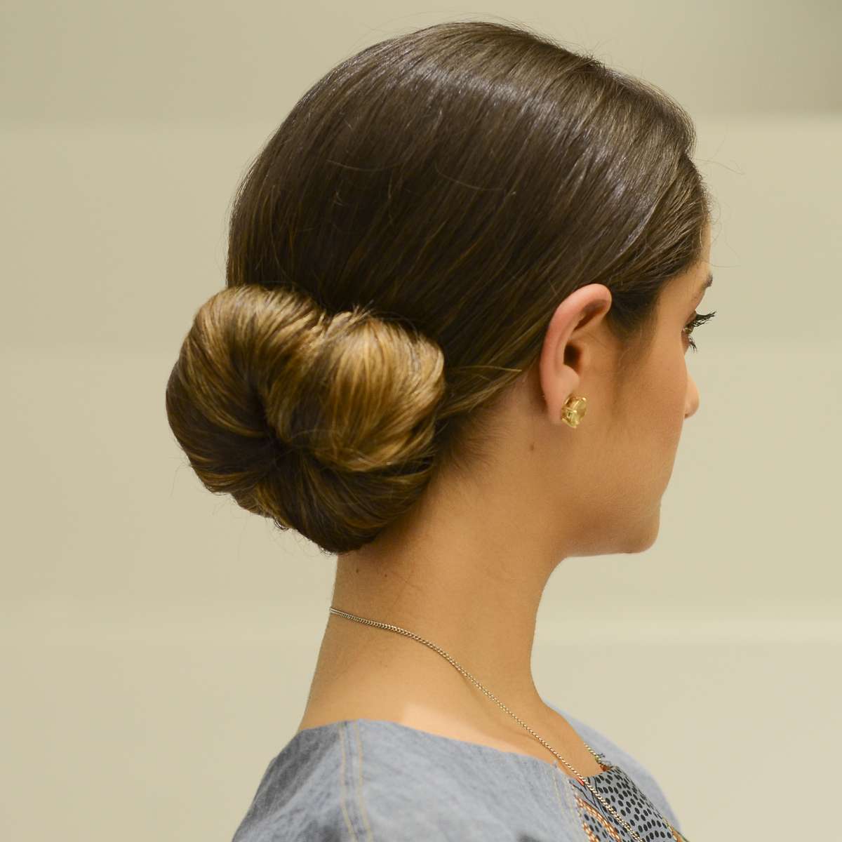 Medium Brown Classic Low Bun — Winter Date Night Hairstyles