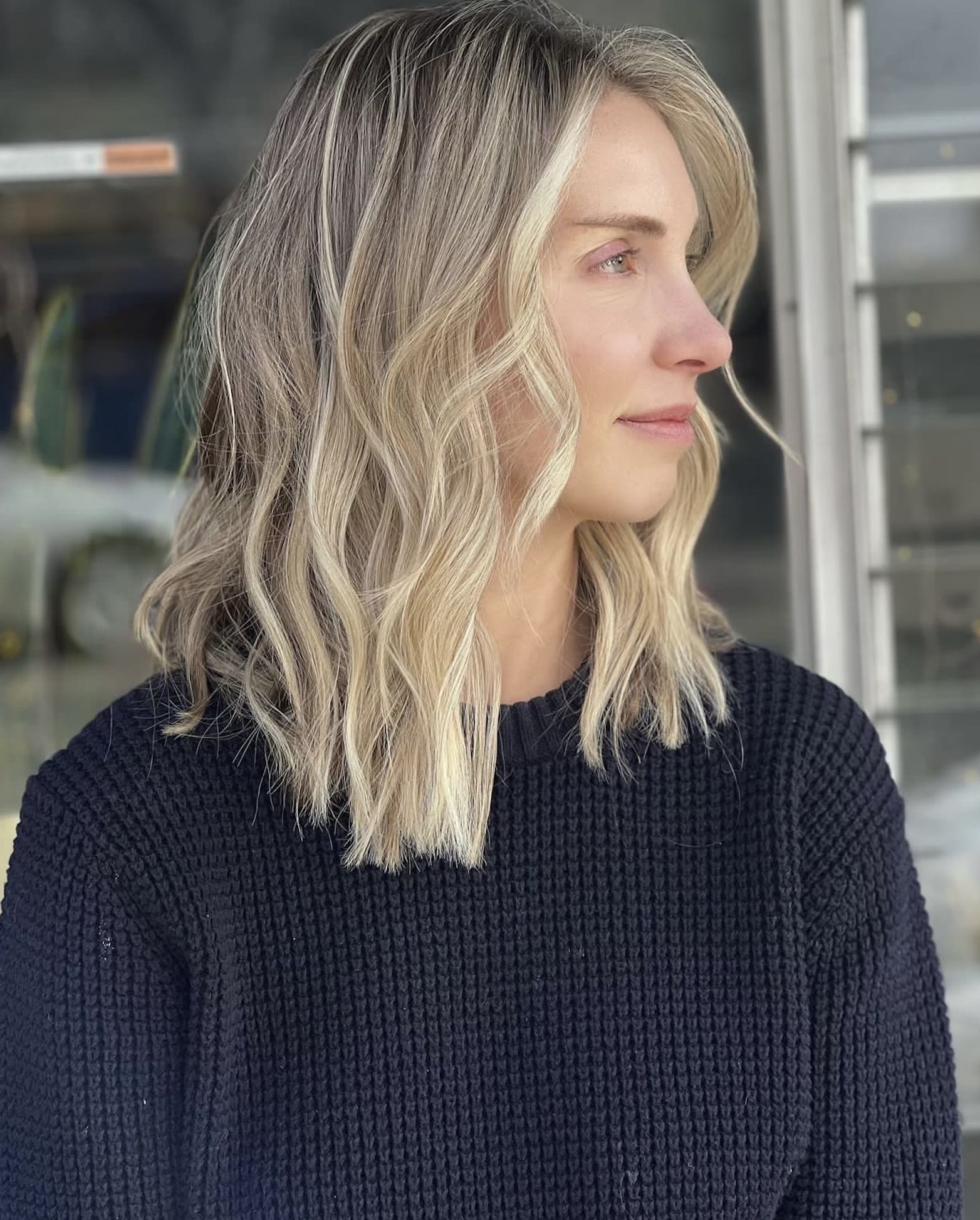 Ash Blonde Balayage on Dark Blonde Lob Ash Blonde Balayage on Dark Blonde Lob — Reverse Balayage