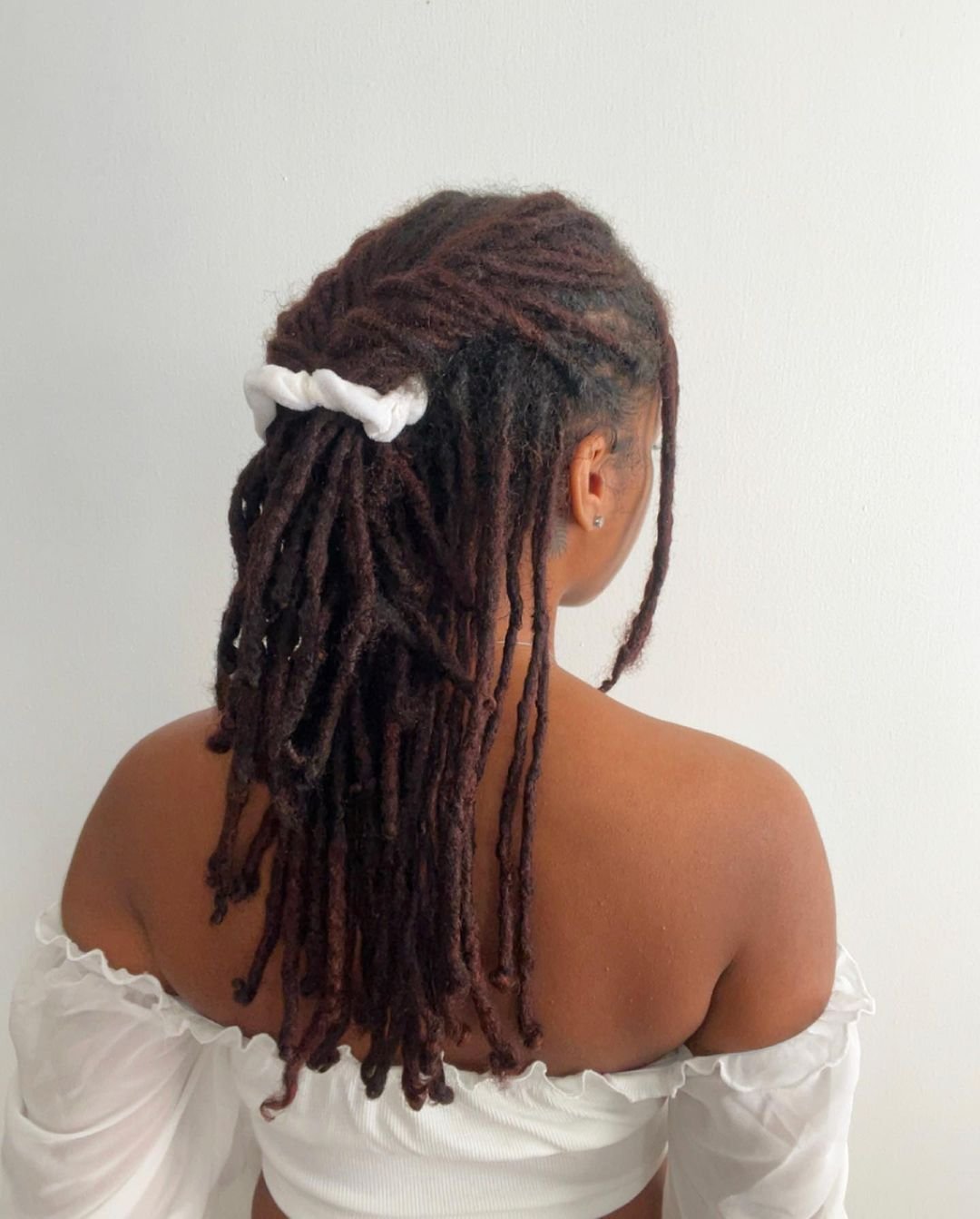 Half-Up Half-Down With Scrunchie Detail Half-Up Half-Down With Scrunchie Detail — Winter Loc Styles