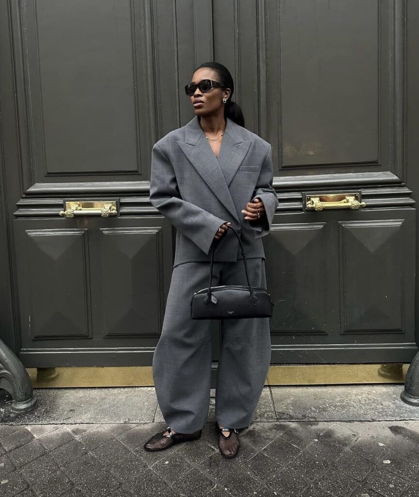 Monochromatic Grey Oversized Suit — Neutral Winter Outfits