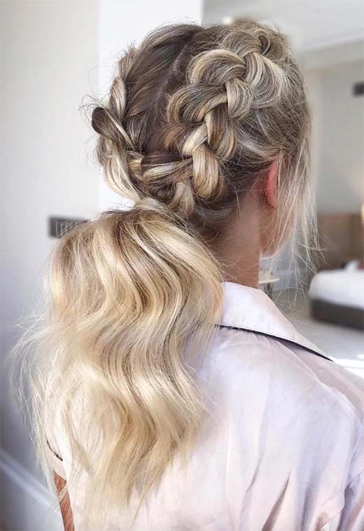 Braided Crown With Low Ponytail — Winter Braided Hairstyles