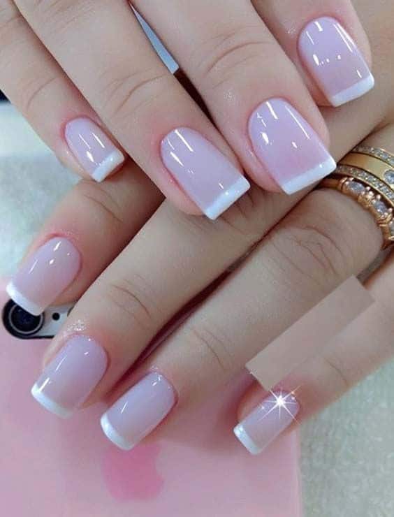 Classic Short Square White French Tips Classic Short Square White French Tips — Winter French Tip Nails