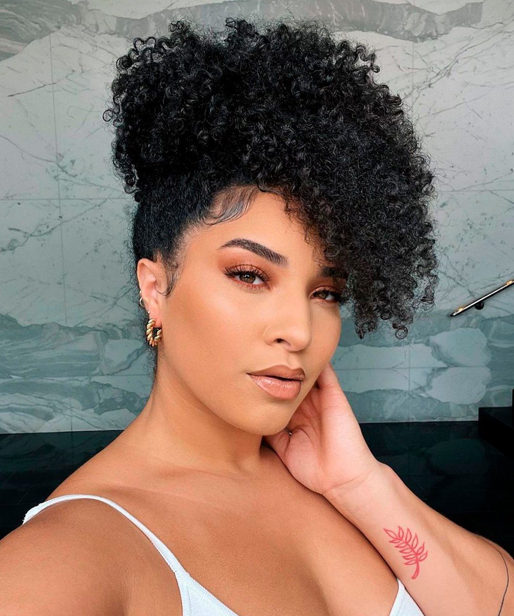Visual Idea — A Woman With Black Winter Hairstyles for Curly Hair