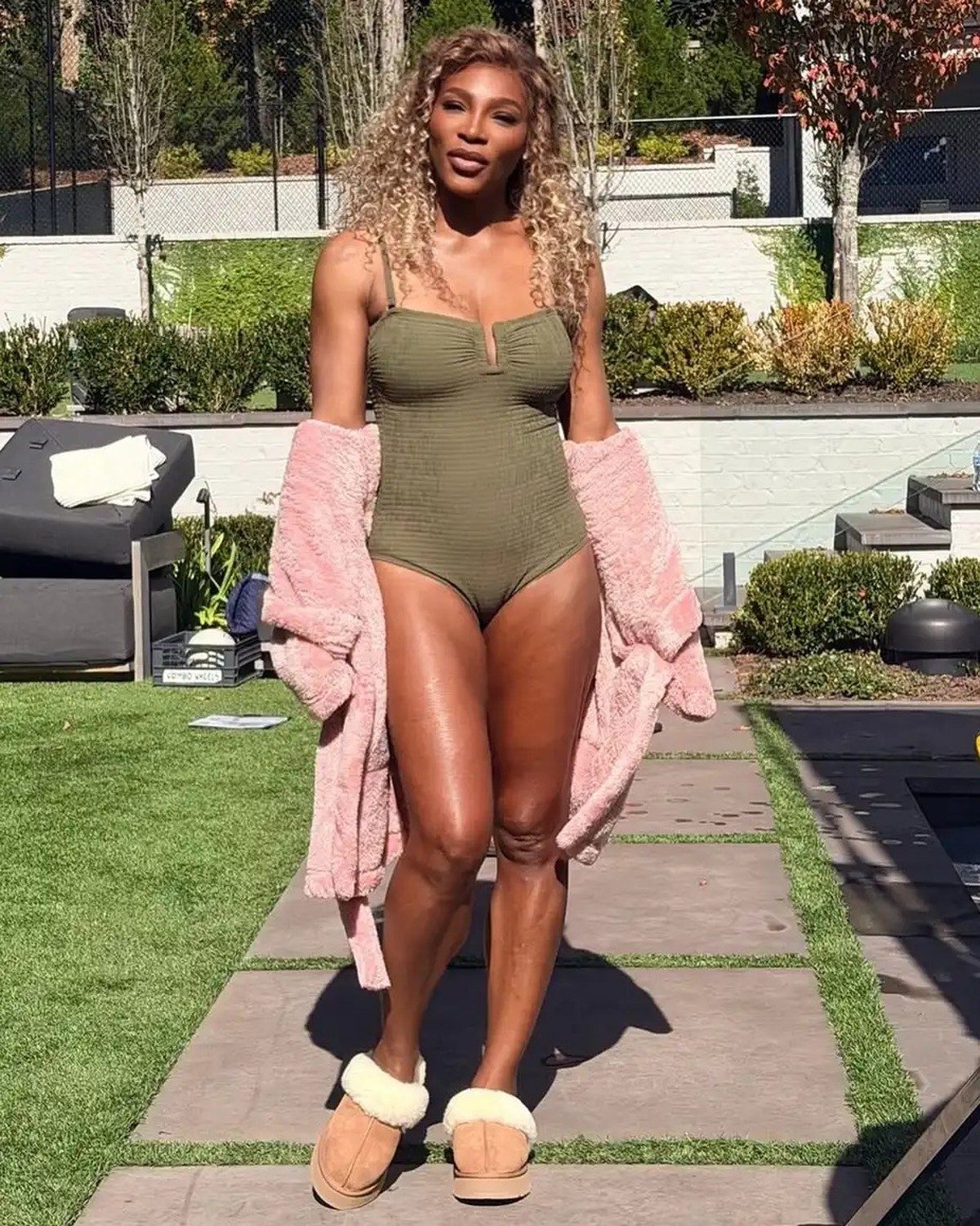 Poolside Chic: Ugg Slippers with Swimsuit and Robe — Ugg Slippers Outfits
