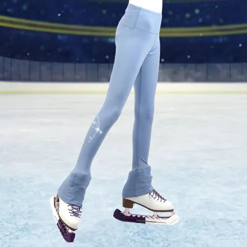 Sparkling Light Blue Leggings with Attached Skate Covers Sparkling Light Blue Leggings with Attached Skate Covers — Ice Skating Outfits