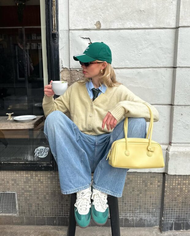 Preppy Playfulness: Cardigan, Collared Shirt, and Tie — Cardigan Outfits