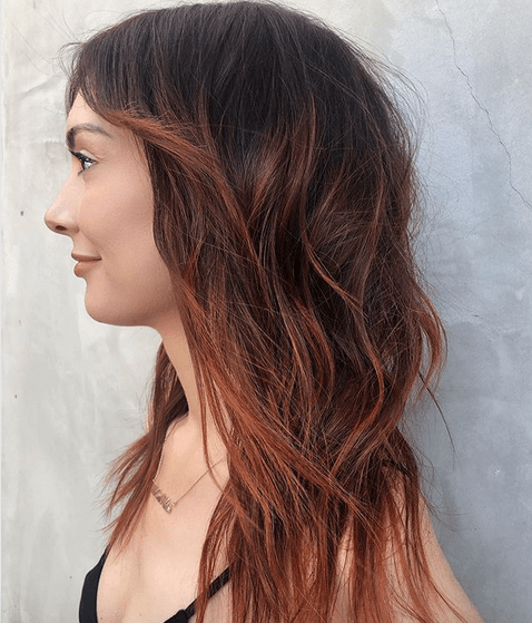 Dark Brown To Copper Red Ombre Visual Idea — Winter Ombre Hair