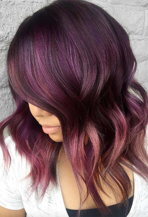 Vibrant Plum To Pink Ombre — Plum Hair Color